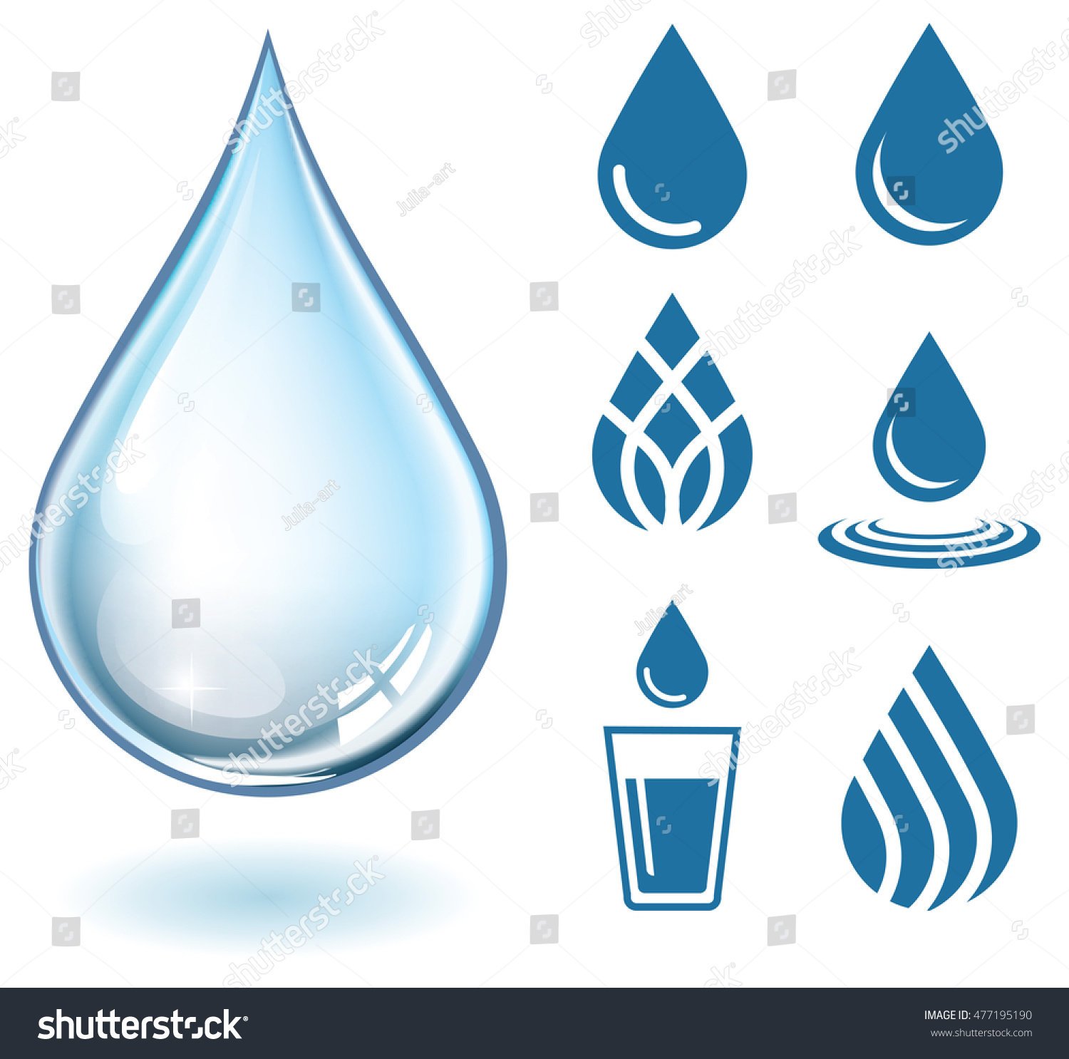 Vector Realistic Water Drop Set Icons Stock Vector 477195190 - Shutterstock