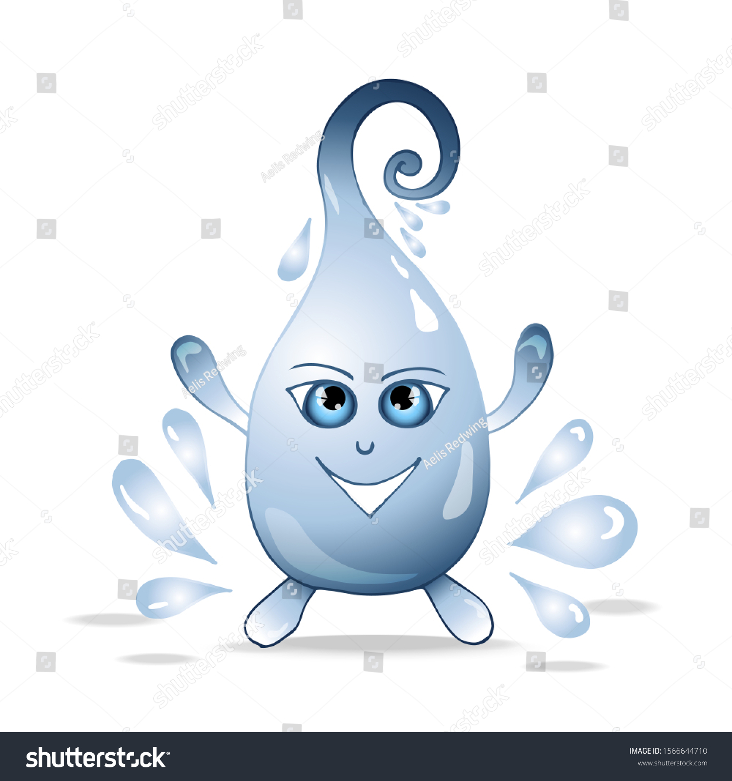 Vector Realistic Water Drop Happy Smiley Vector De Stock Libre De Regalías 1566644710