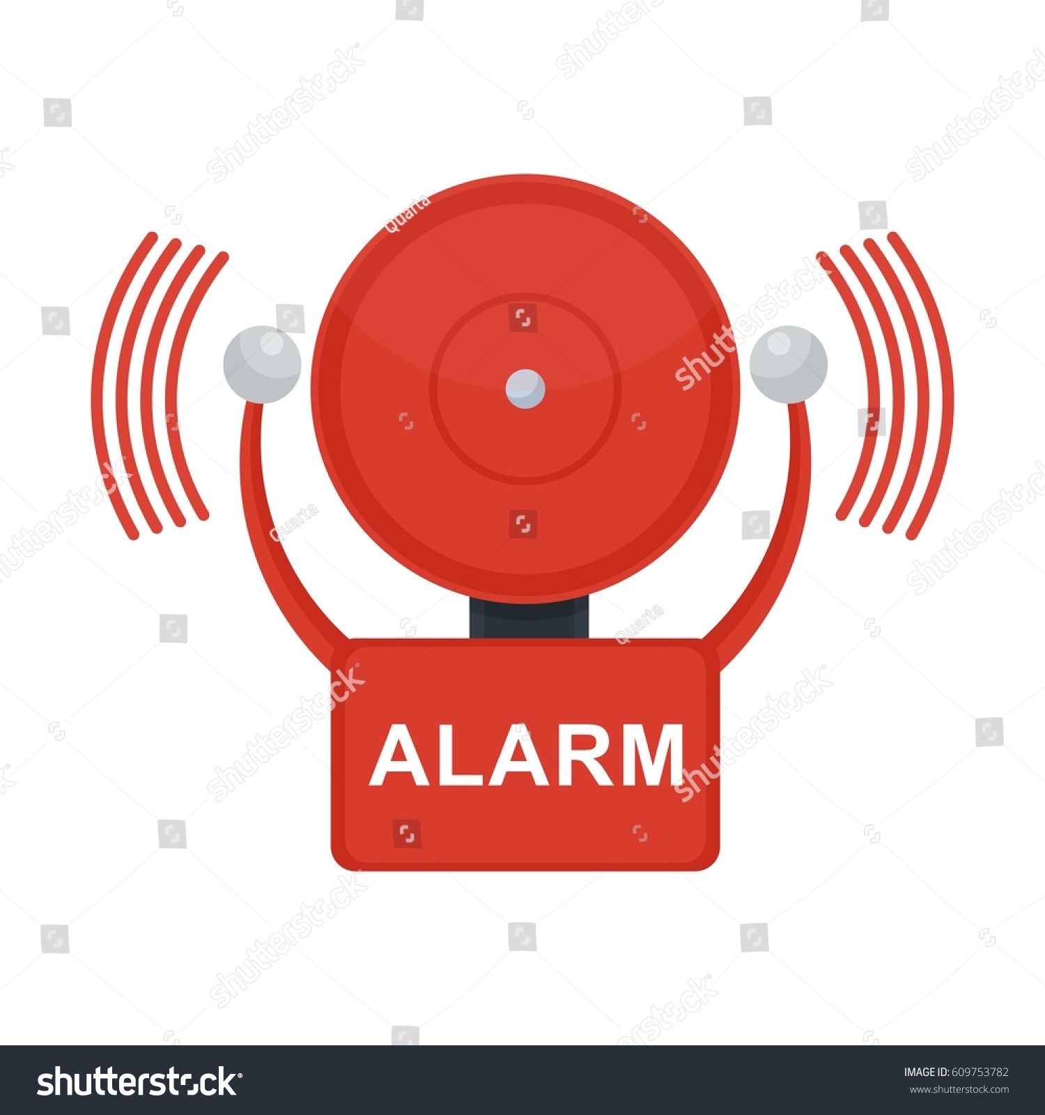 Vector Red Fire Alarm Bell Automatic Stock Vector 609753782 - Shutterstock