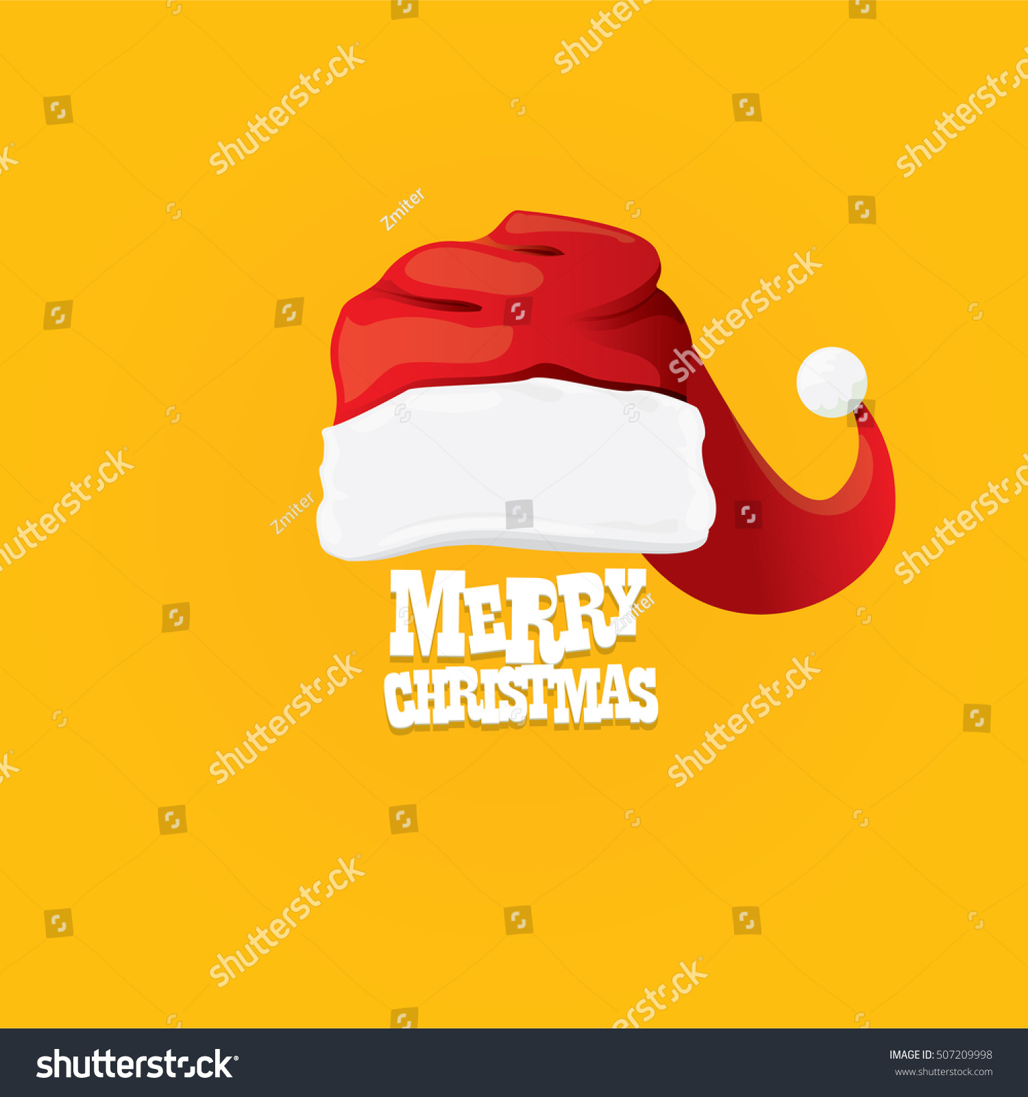 Vector Red Santa Hat On Orange Stock Vector (Royalty Free) 507209998 ...