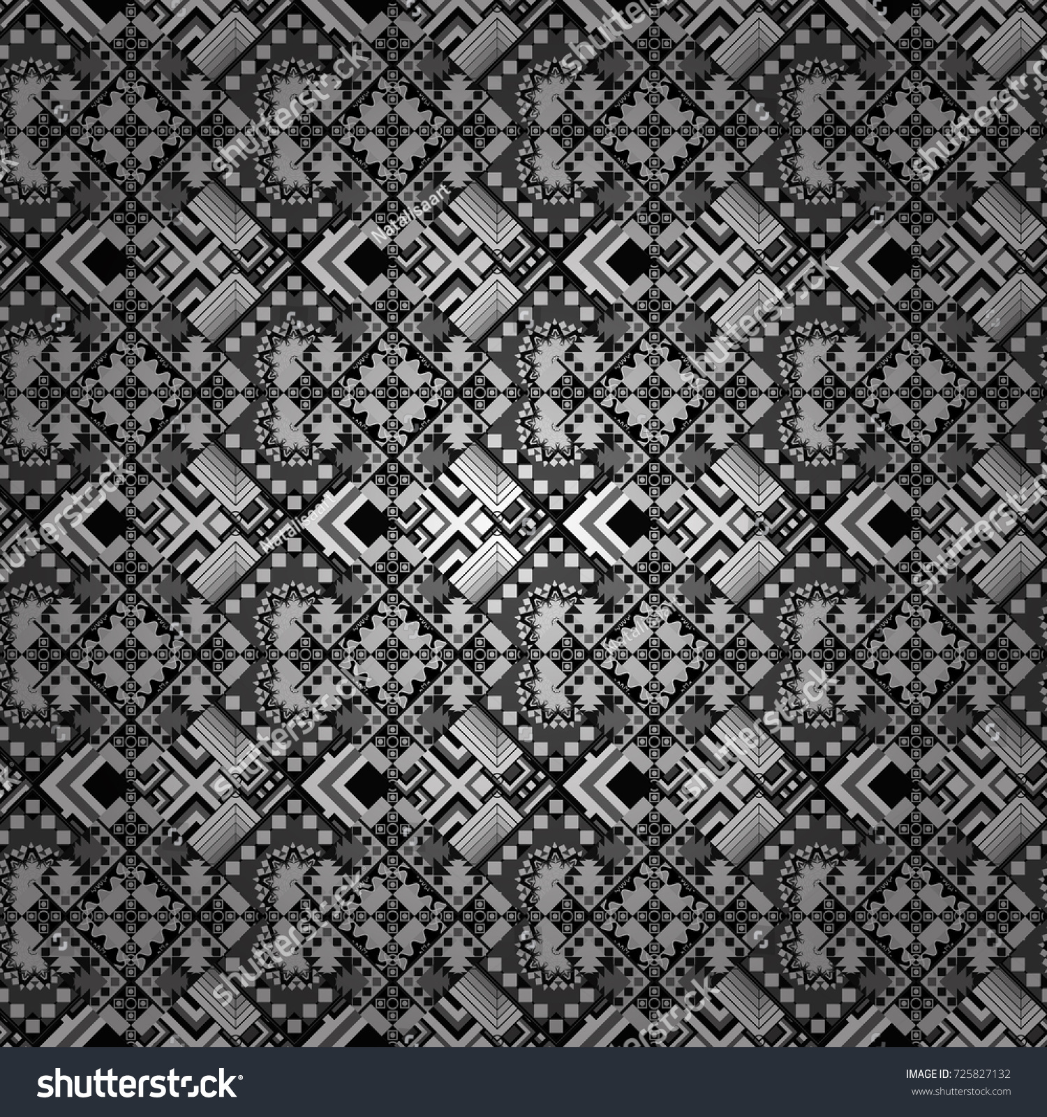 Vector repeated oriental motif for fabric or paper design Seamless ID