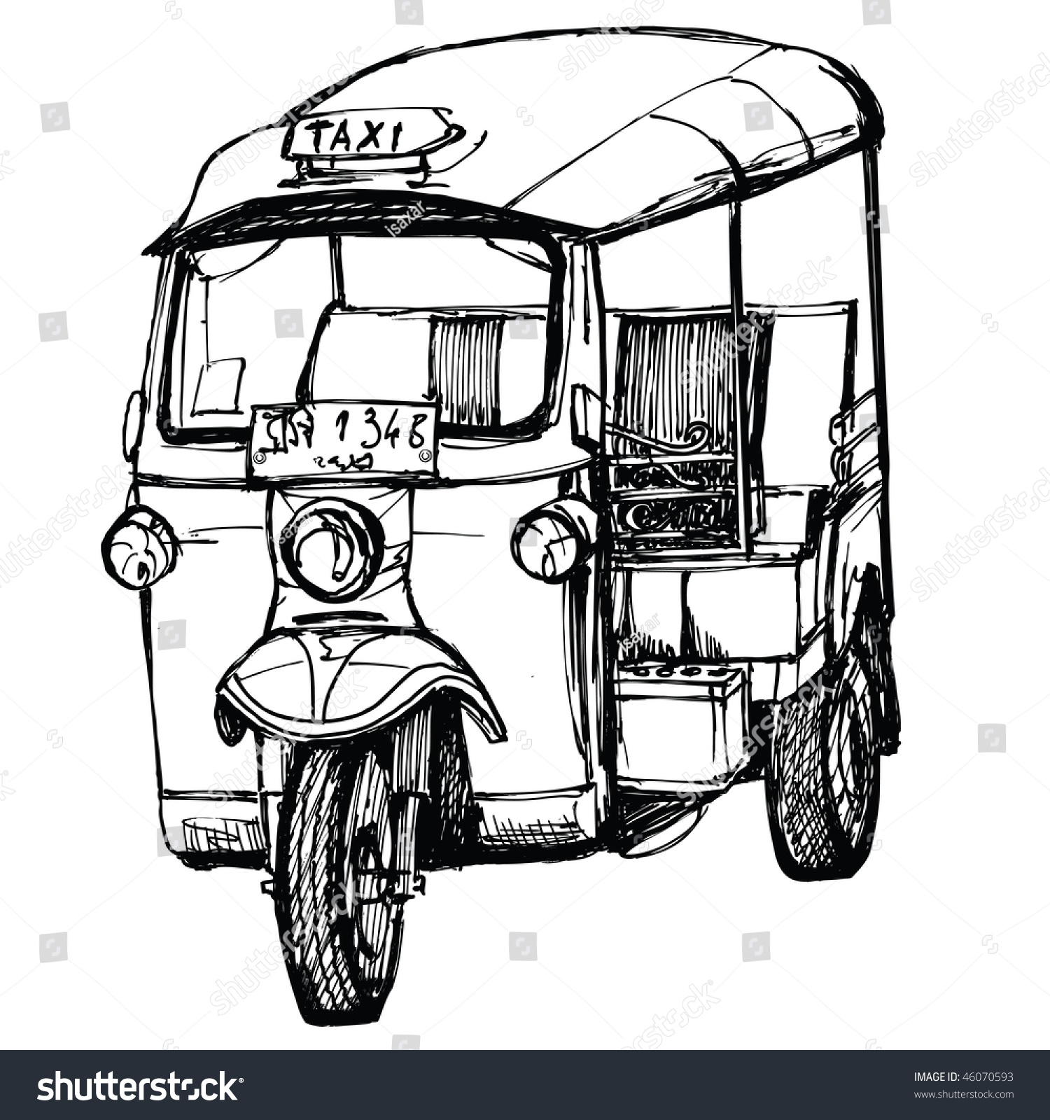 Vector Representation Tuktuk Thailand Hand Drawing Stock Vector ...