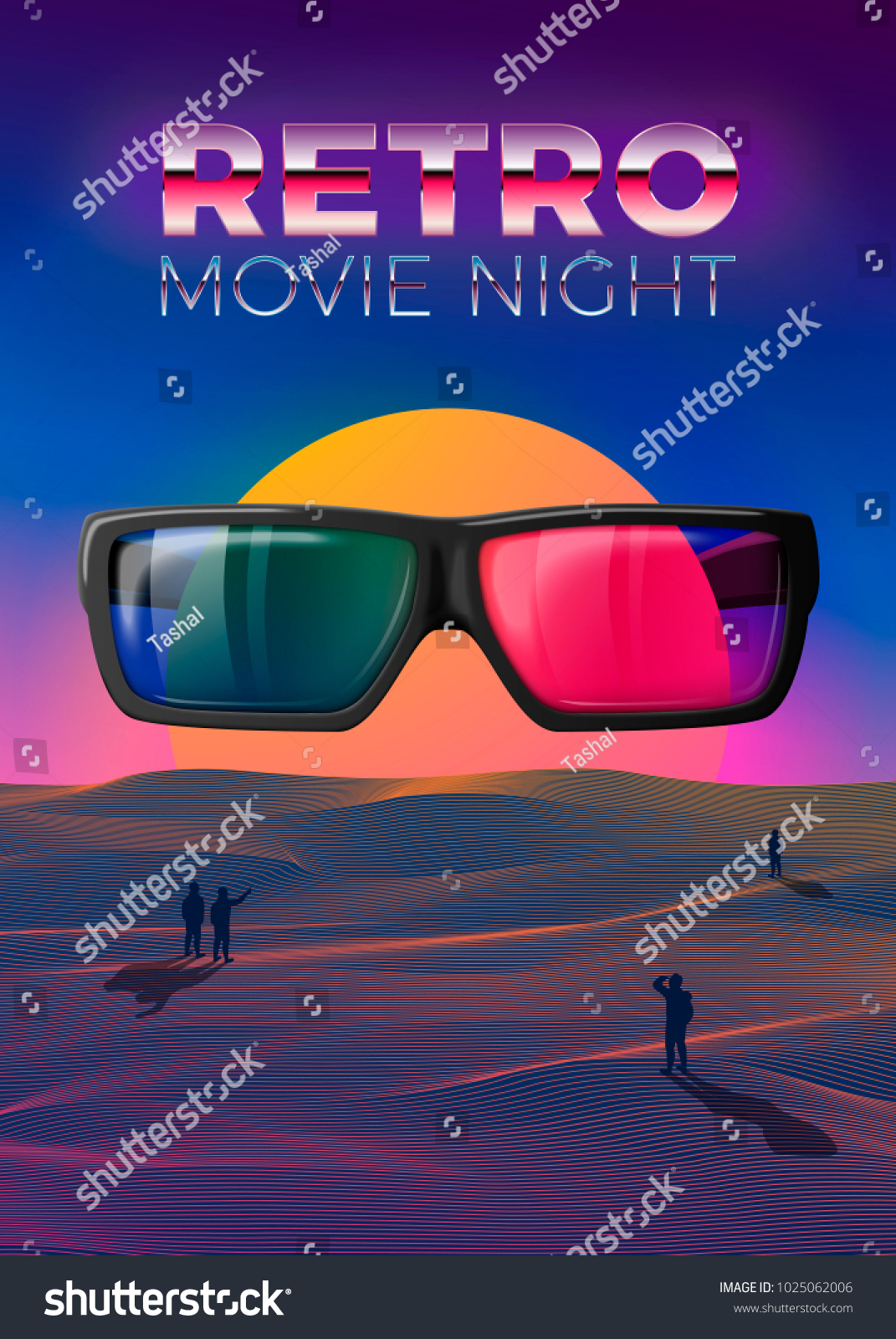 vector-retro-movie-night-poster-design