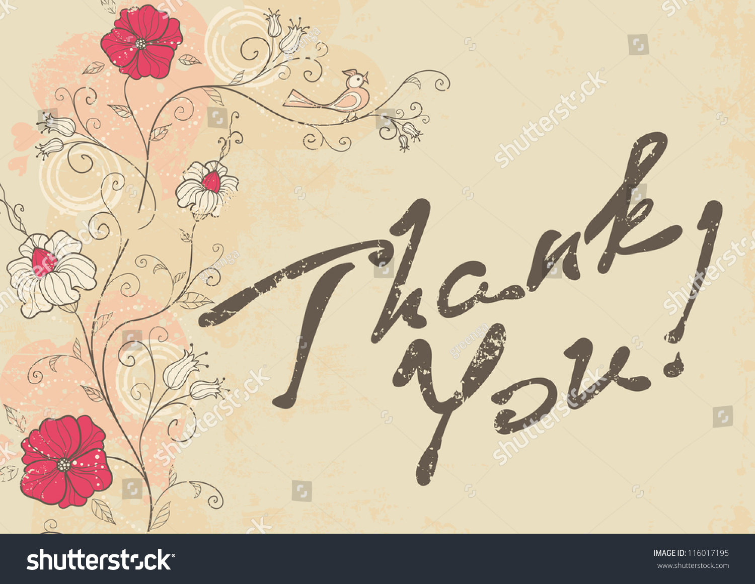 Vector Retro Romantic Thank You Card - 116017195 : Shutterstock