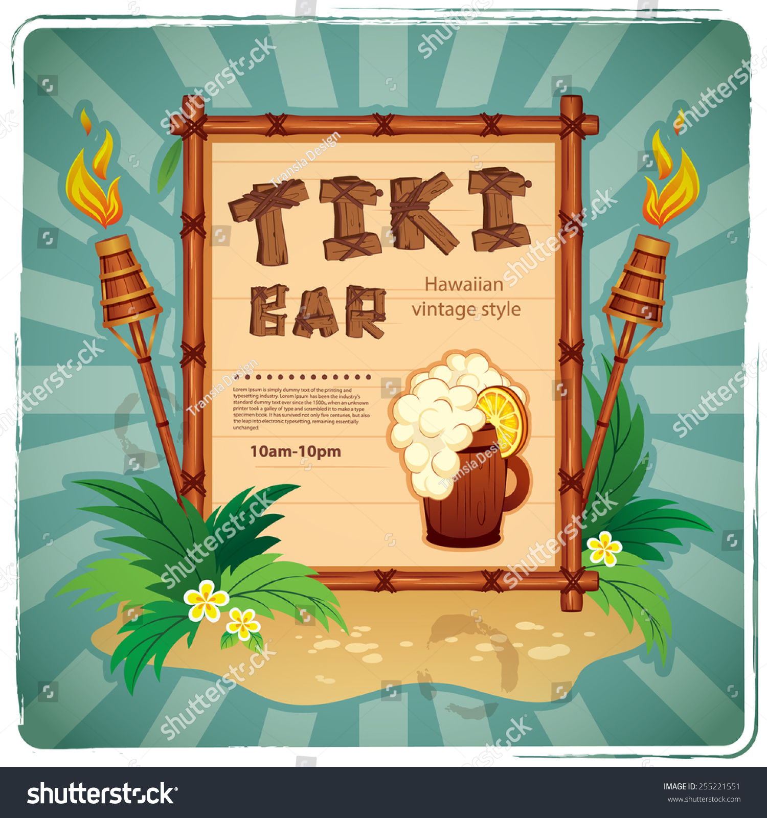 Vector Retro Tiki Bar Sign Your Vector De Stock Libre De Regalías 255221551