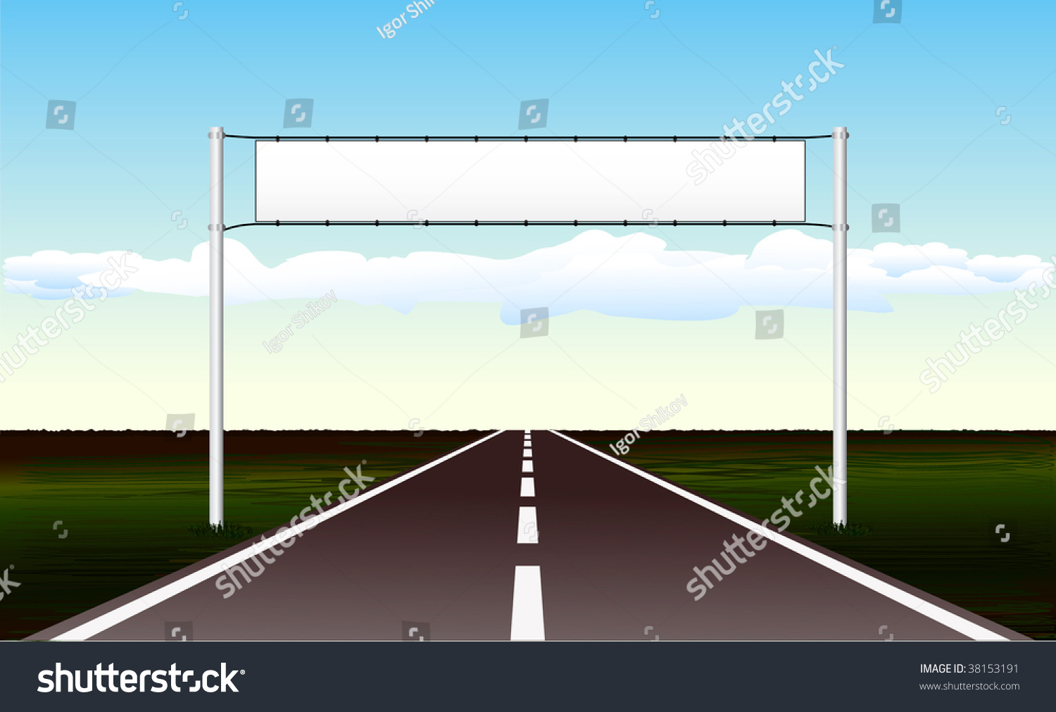 Vector Road With Blank Banner - 38153191 : Shutterstock