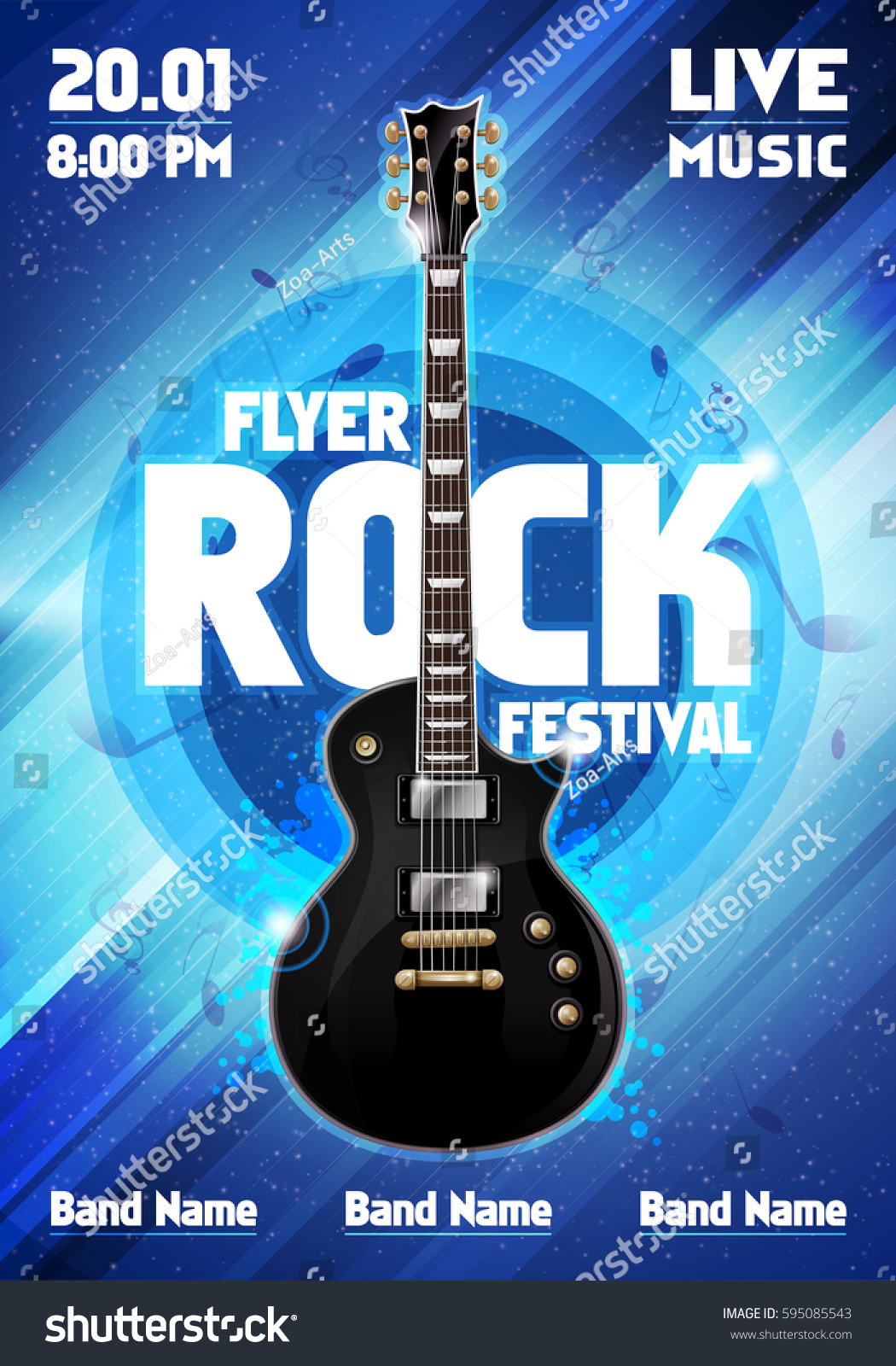 Vector Rock Festival Flyer Design Template Stock Vector (Royalty Free ...