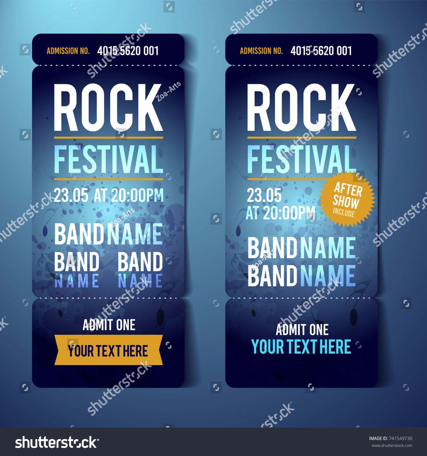 Vector Rock Festival Ticket Design Template Stock Vector (Royalty Free ...