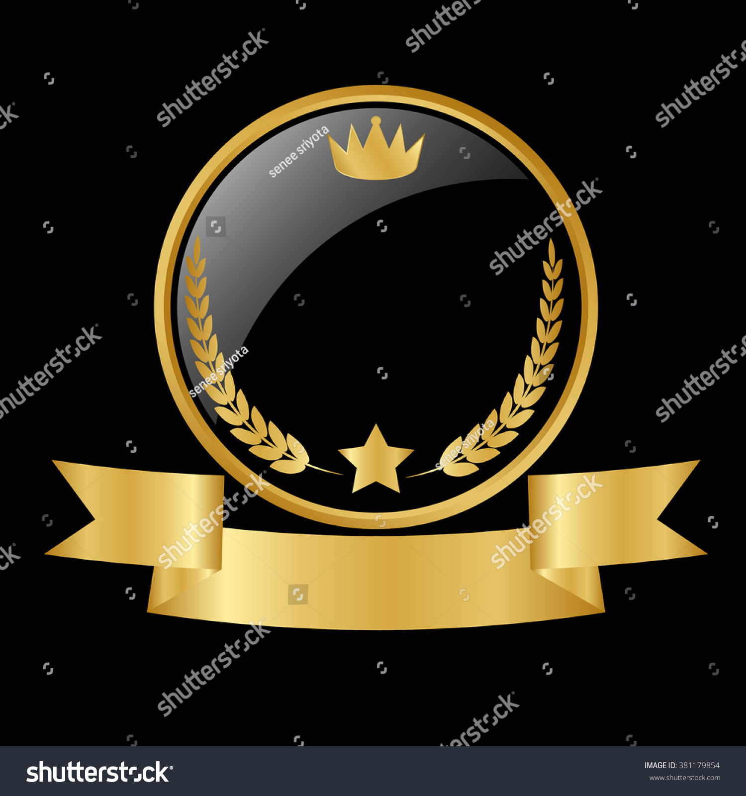 Vector Round Black Glossy Labels Banners Stock Vector 381179854