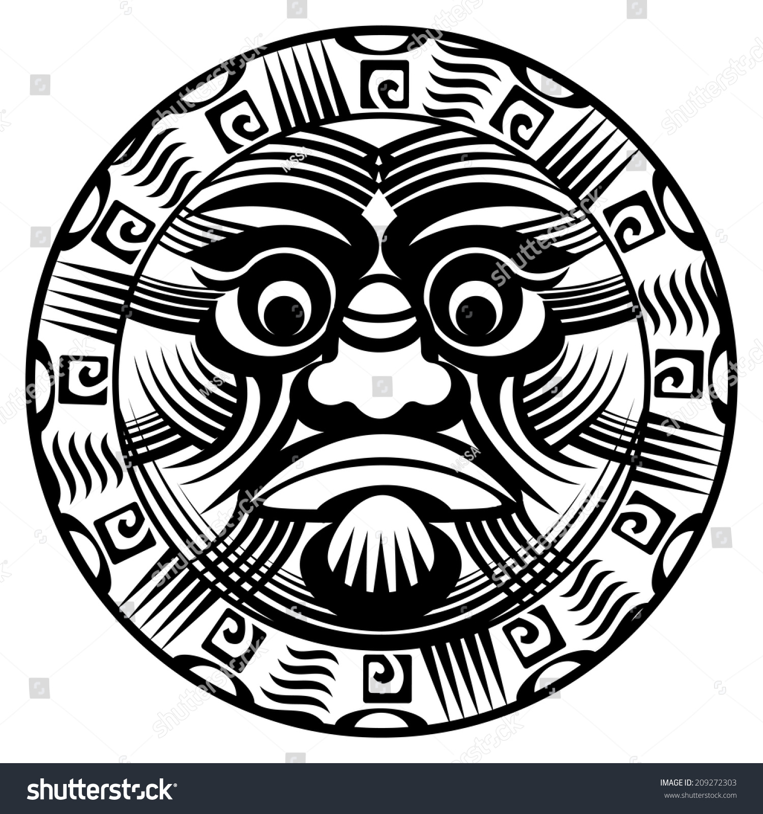 Vector Round Ornamental Polynesian Tattoo Demon Stock Vector 209272303 ...