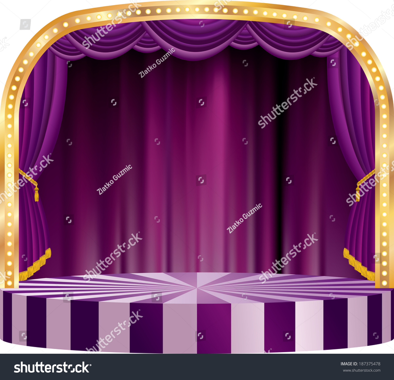 Vector Rounded Stage Purple Curtain Stock Vector (Royalty Free ...