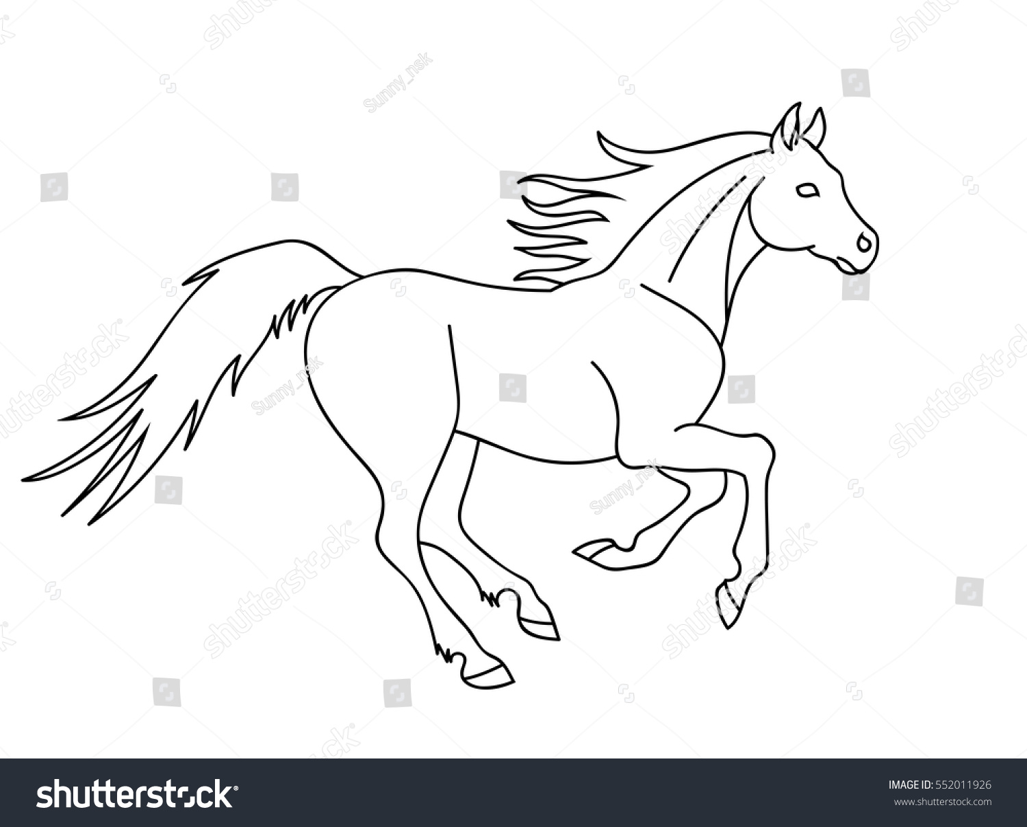 Vector Running Horse Outline Silhouette Isolated Stock Vector (Royalty