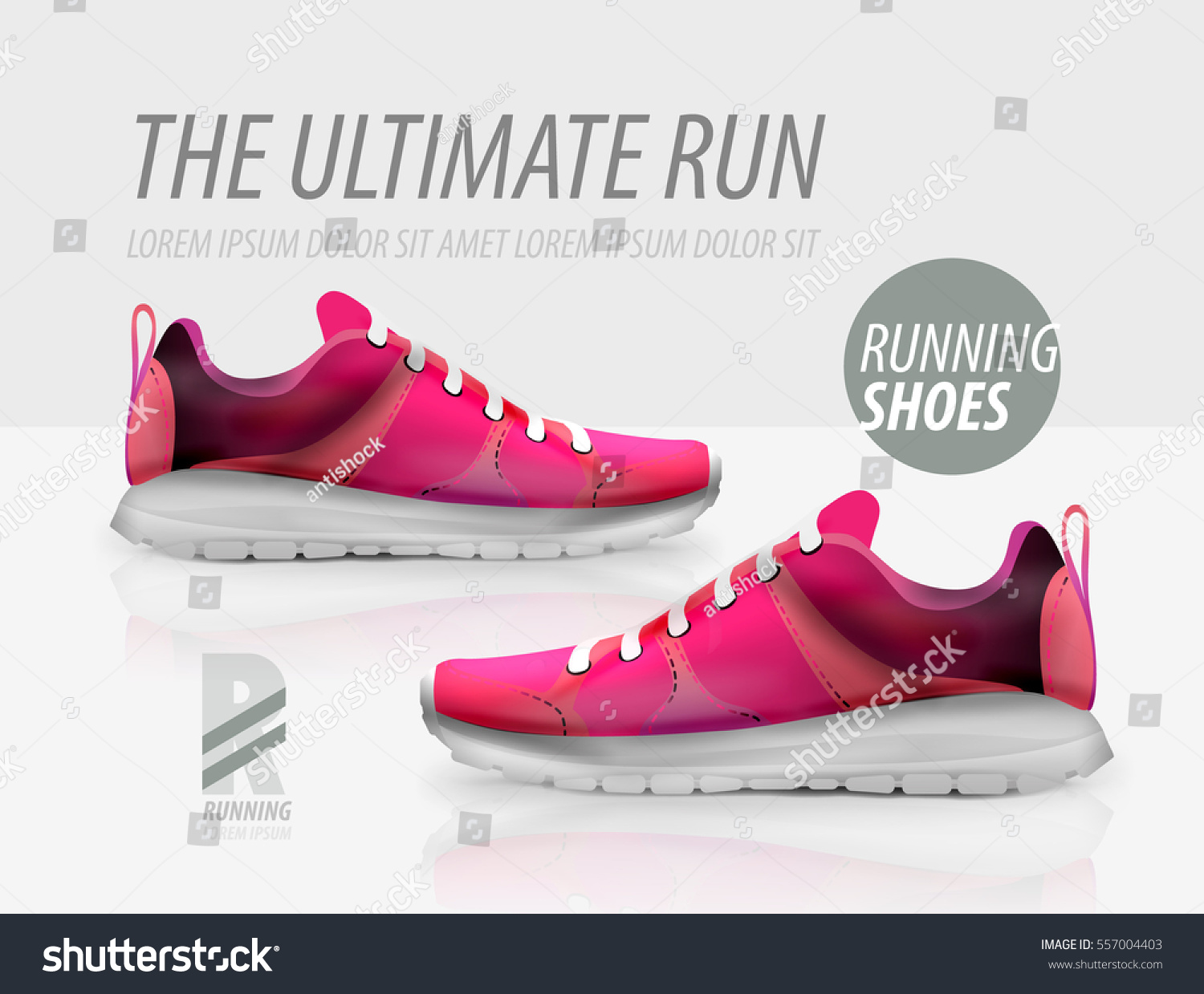 Download Vector Running Shoes Ad Product Template Stock Vector Royalty Free 557004403