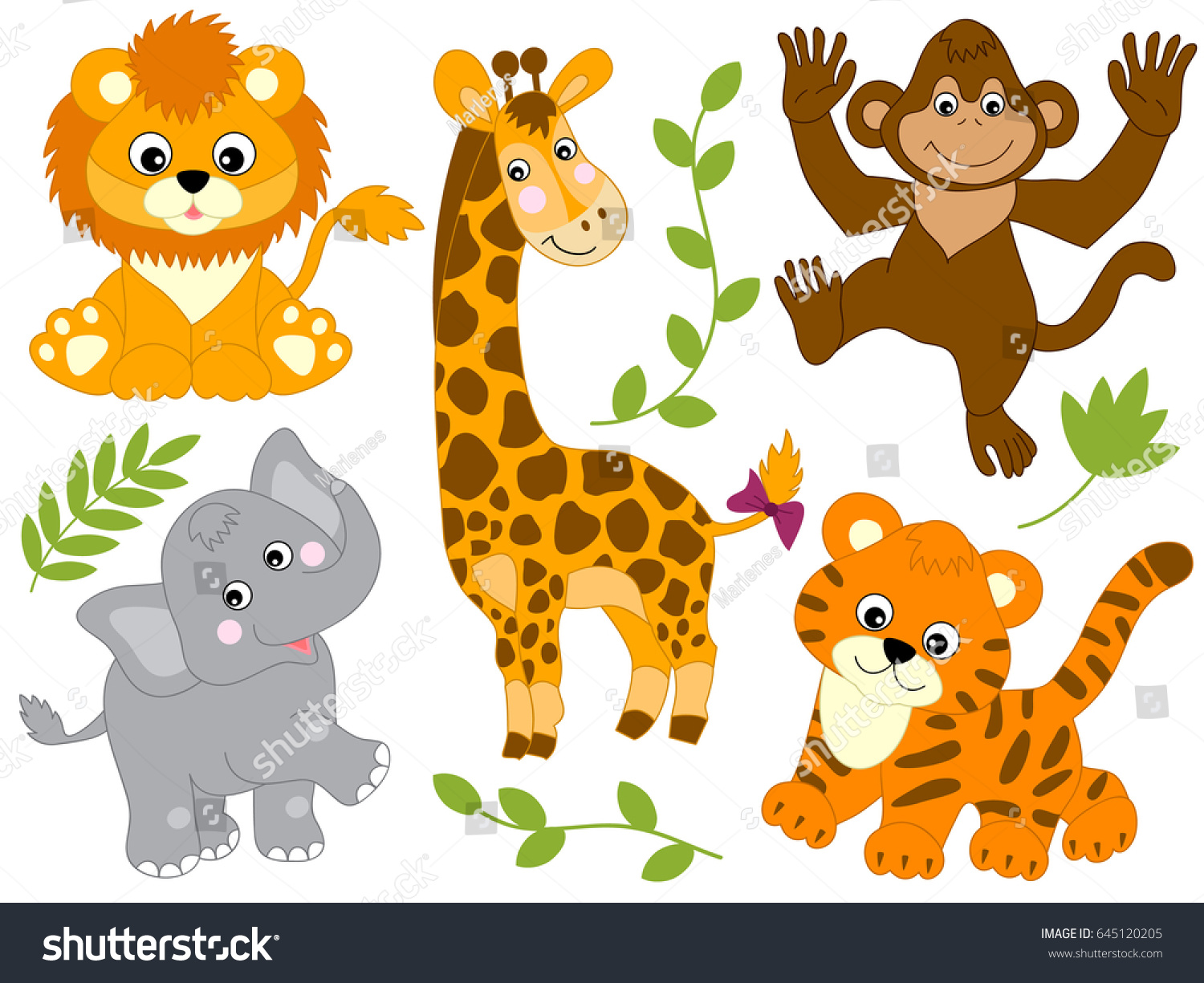 Vector Safari Animals Jungle Baby Animal Stock Vector ...