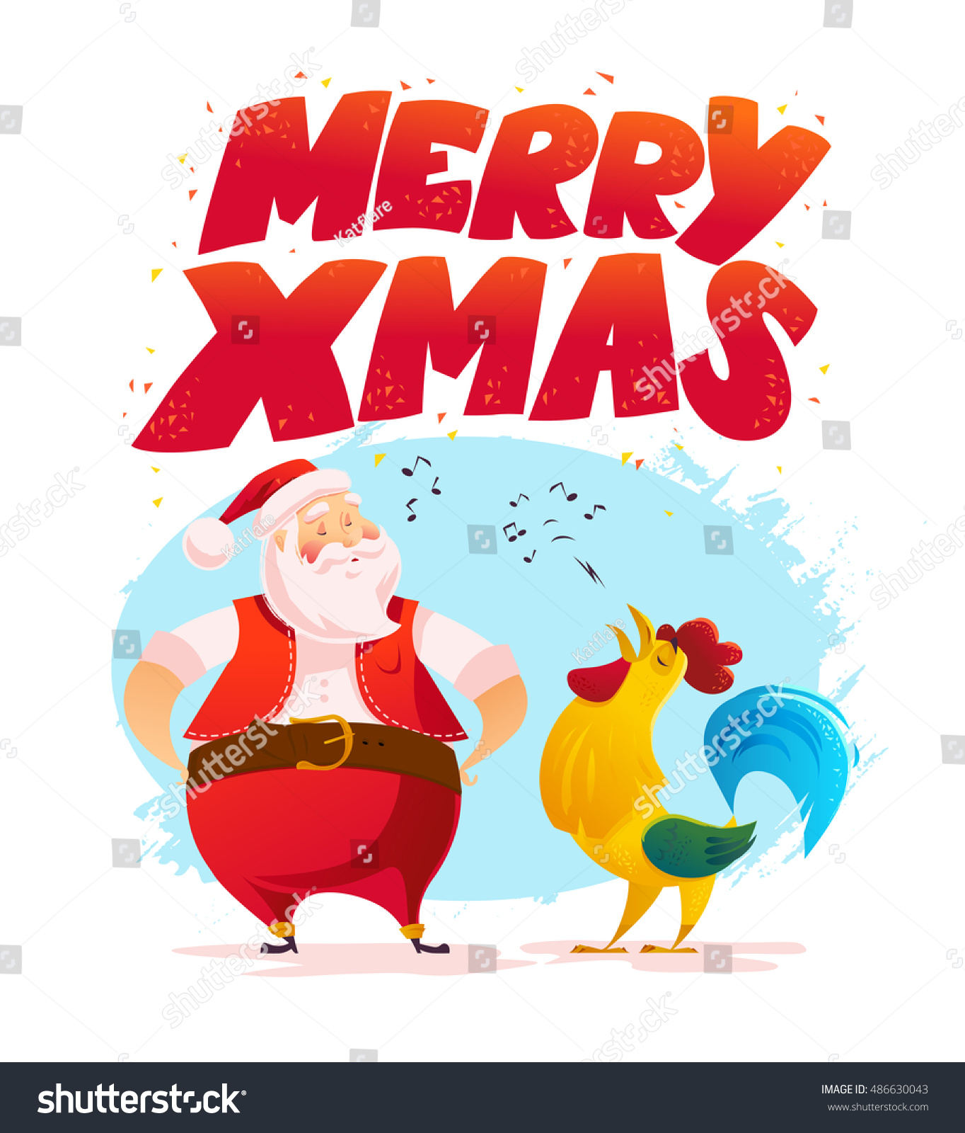 Vector Santa Funny Rooster Characters Portrait Stock Vector (Royalty ...