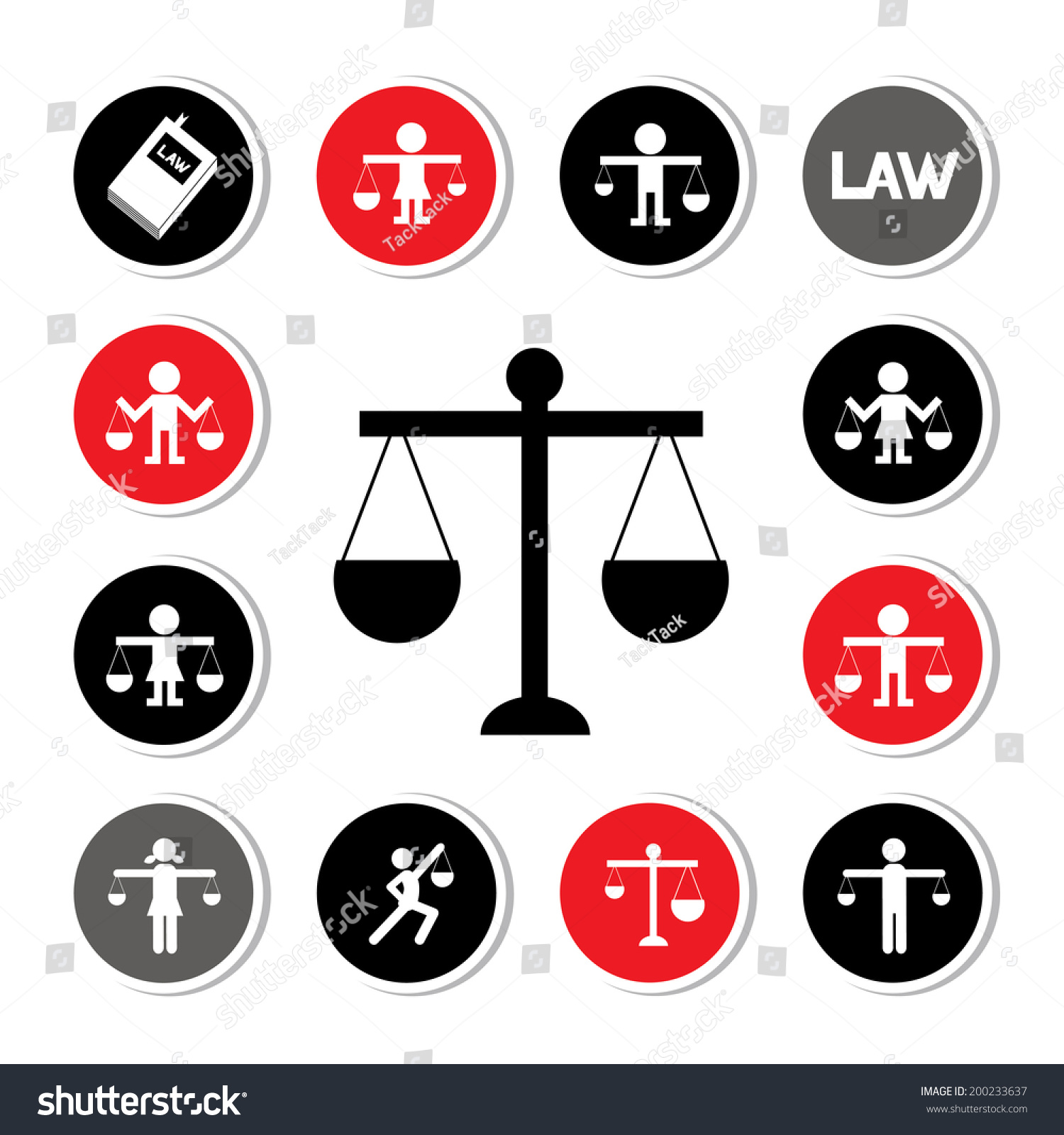 Vector Scales Justice Icon Set Stock Vector 200233637 - Shutterstock