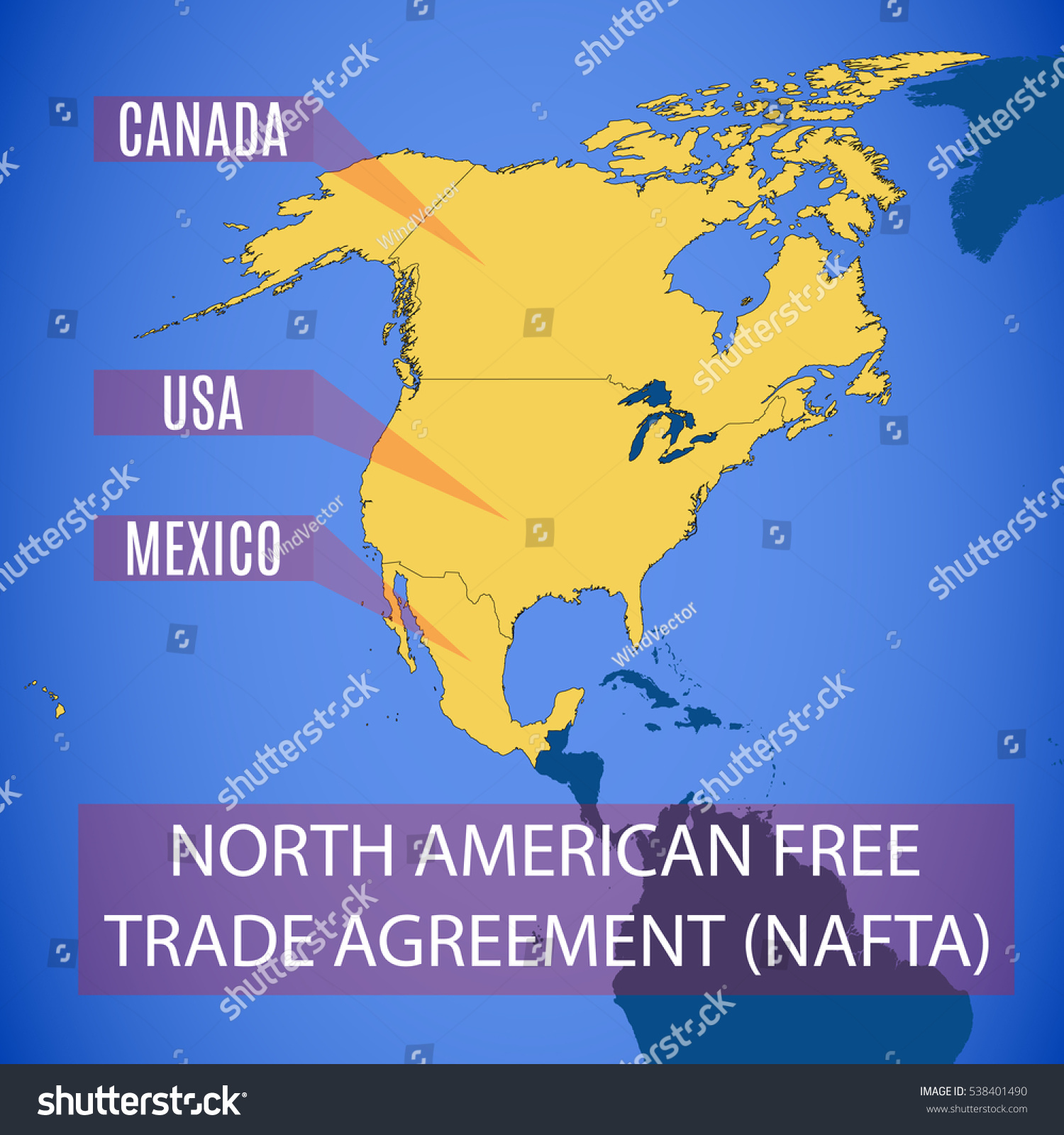 Vector Schematic Map North American Free: vetor stock (livre de