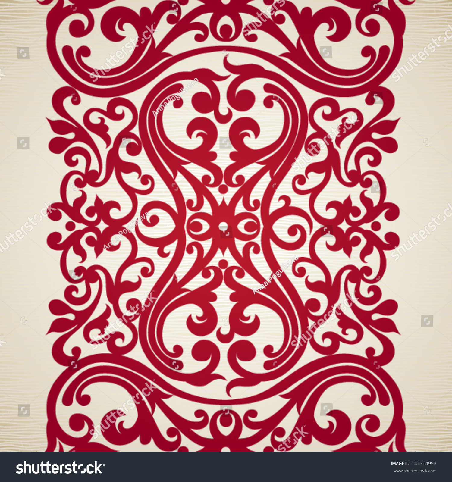 Vector Seamless Border With Swirls And Floral Motifs In Retro Style ...