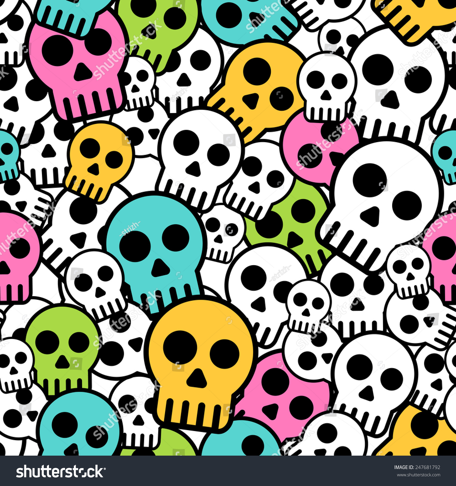 Vector Seamless Color Skull Background Horror Stock Vector 247681792 ...