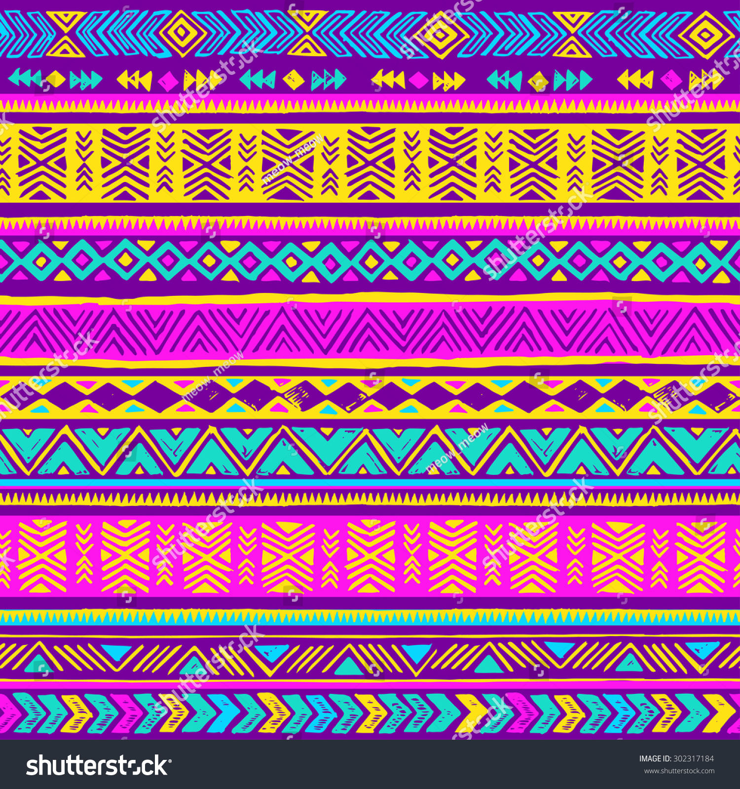 Vector Seamless Colorful Neon Tribal Navajo Stock Vector 302317184 ...