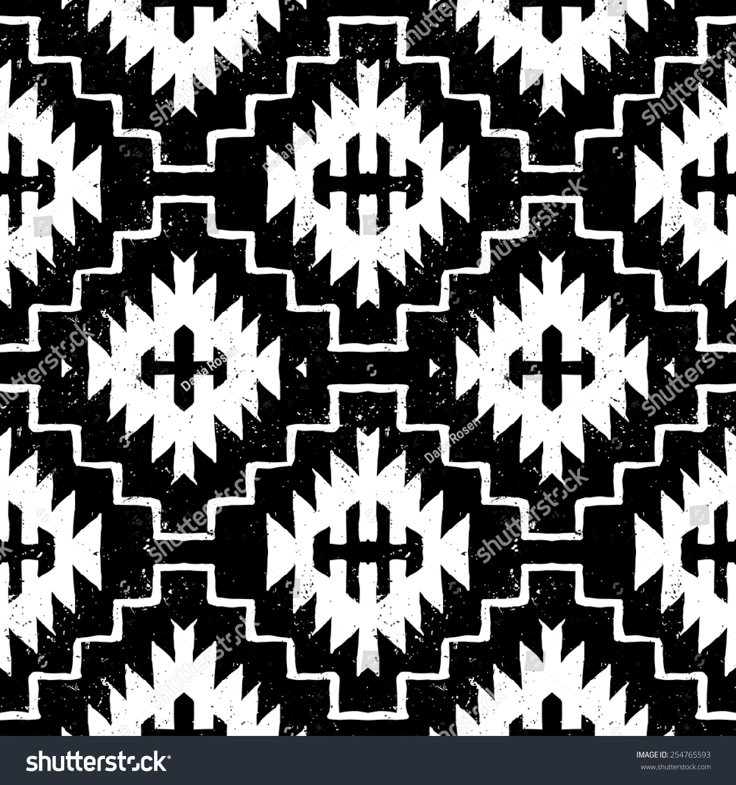 Vector Seamless Ethnic Pattern With American Indian Motifs In Black And ...