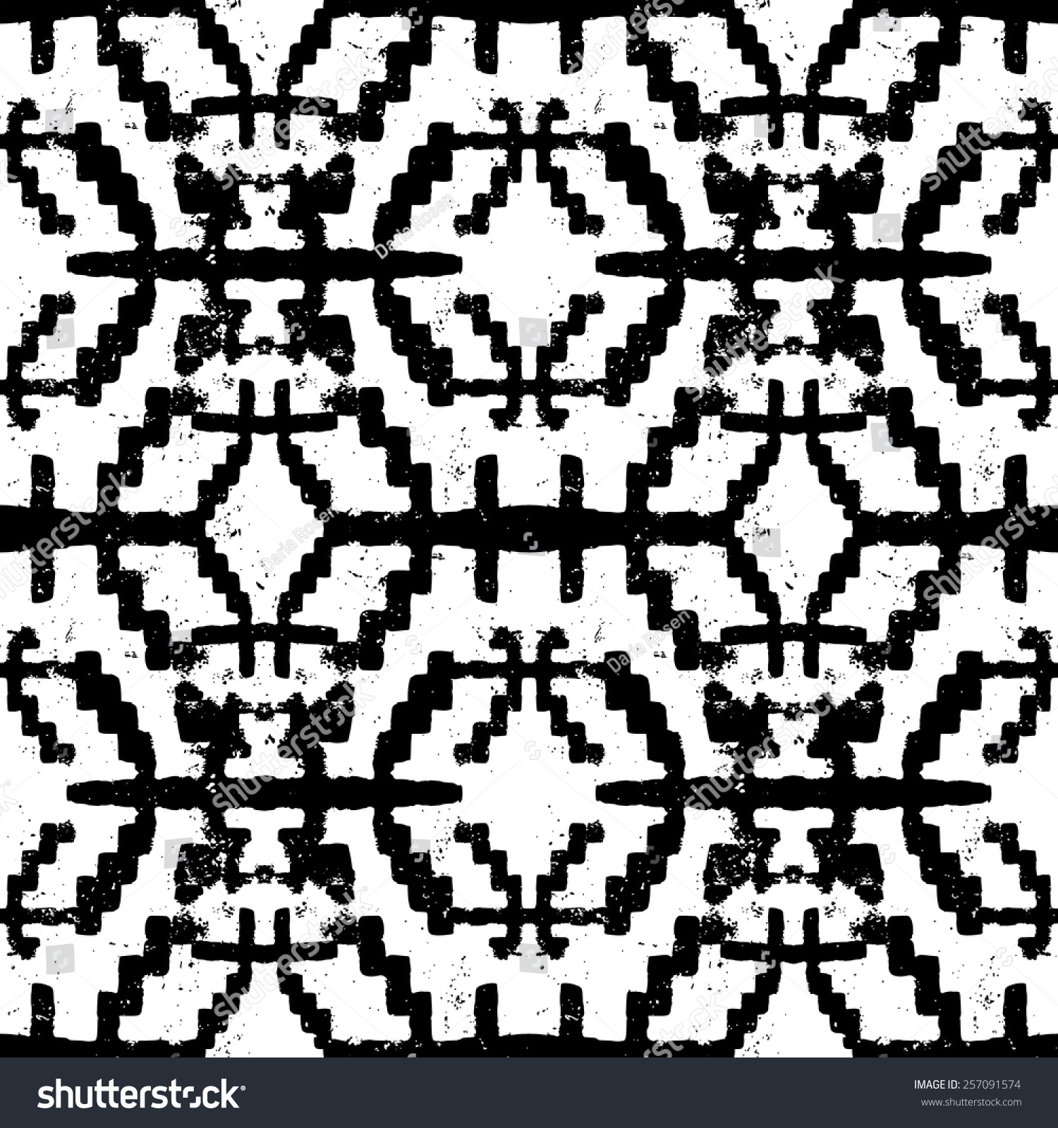 Vector Seamless Ethnic Pattern With American Indian Motifs In Black And ...