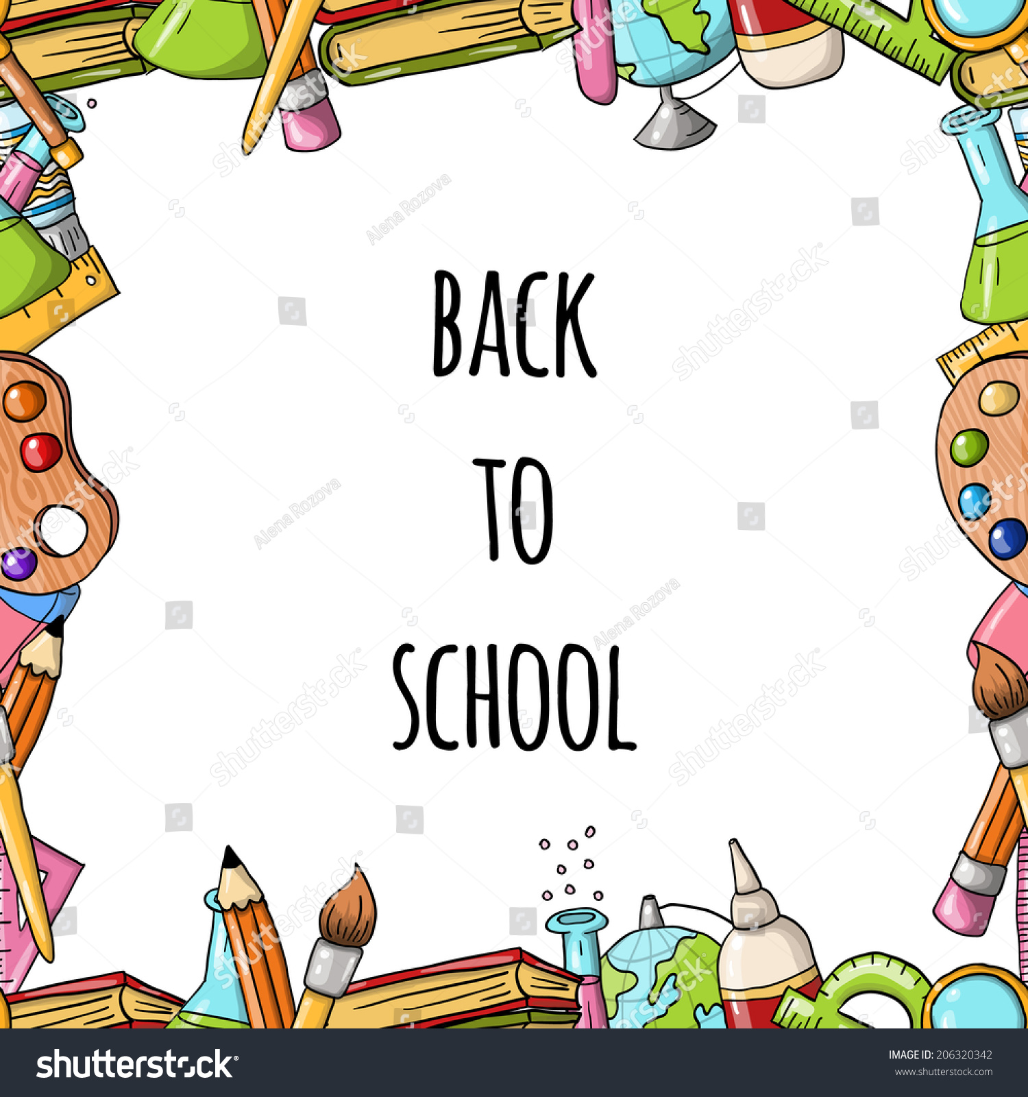 Vector Seamless Frame/Border With School Icons And A Place For Your ...