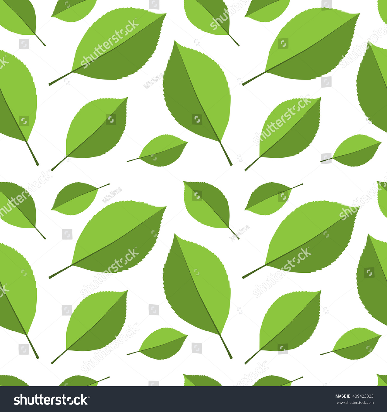 Vector Seamless Leaf Pattern Green Leaves Stock-vektorgrafik 439423333