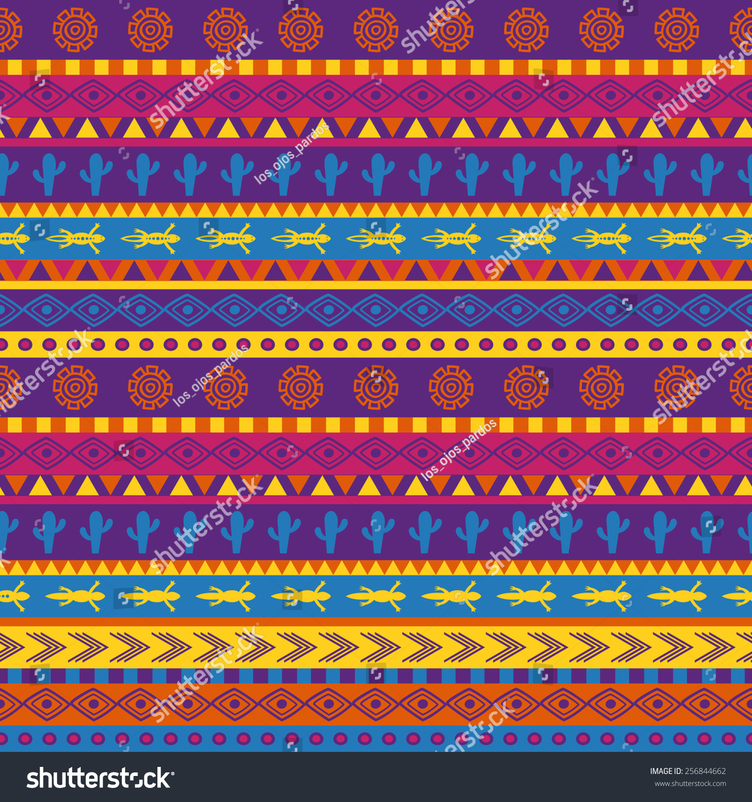 Vector Seamless Mexican Pattern Bright Color Stock Vector (Royalty Free ...