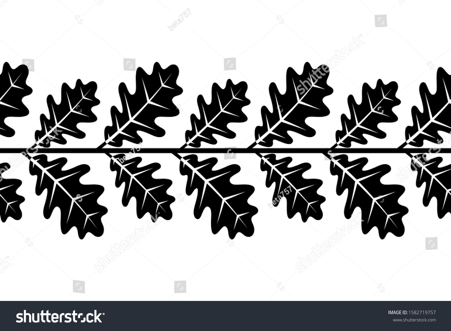 Vector Seamless Oak Leaves Border Isolated Stock Vector (Royalty Free