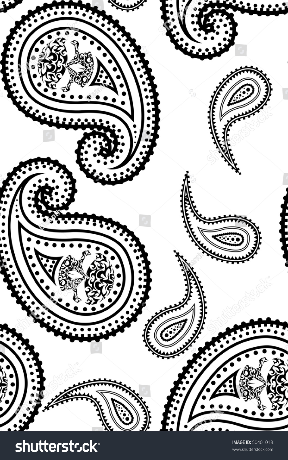 Vector Seamless Paisley Pattern With Skull - 50401018 : Shutterstock