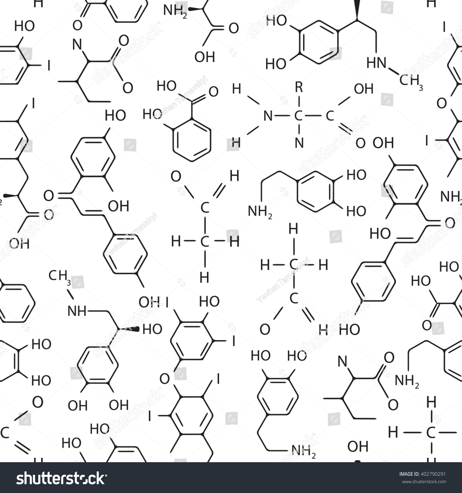 Vector Seamless Pattern Chemical Formulas Black Stock Vector (Royalty ...