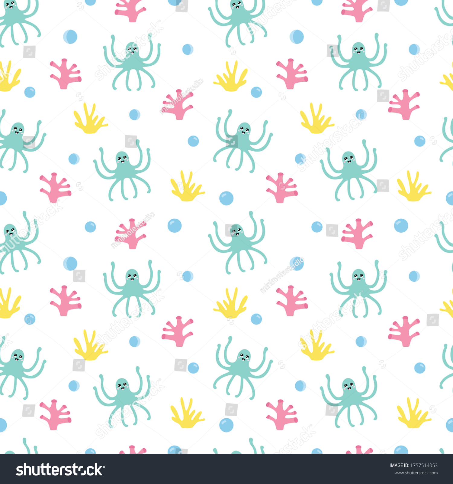 SVG of Vector seamless pattern of cute octopus. svg