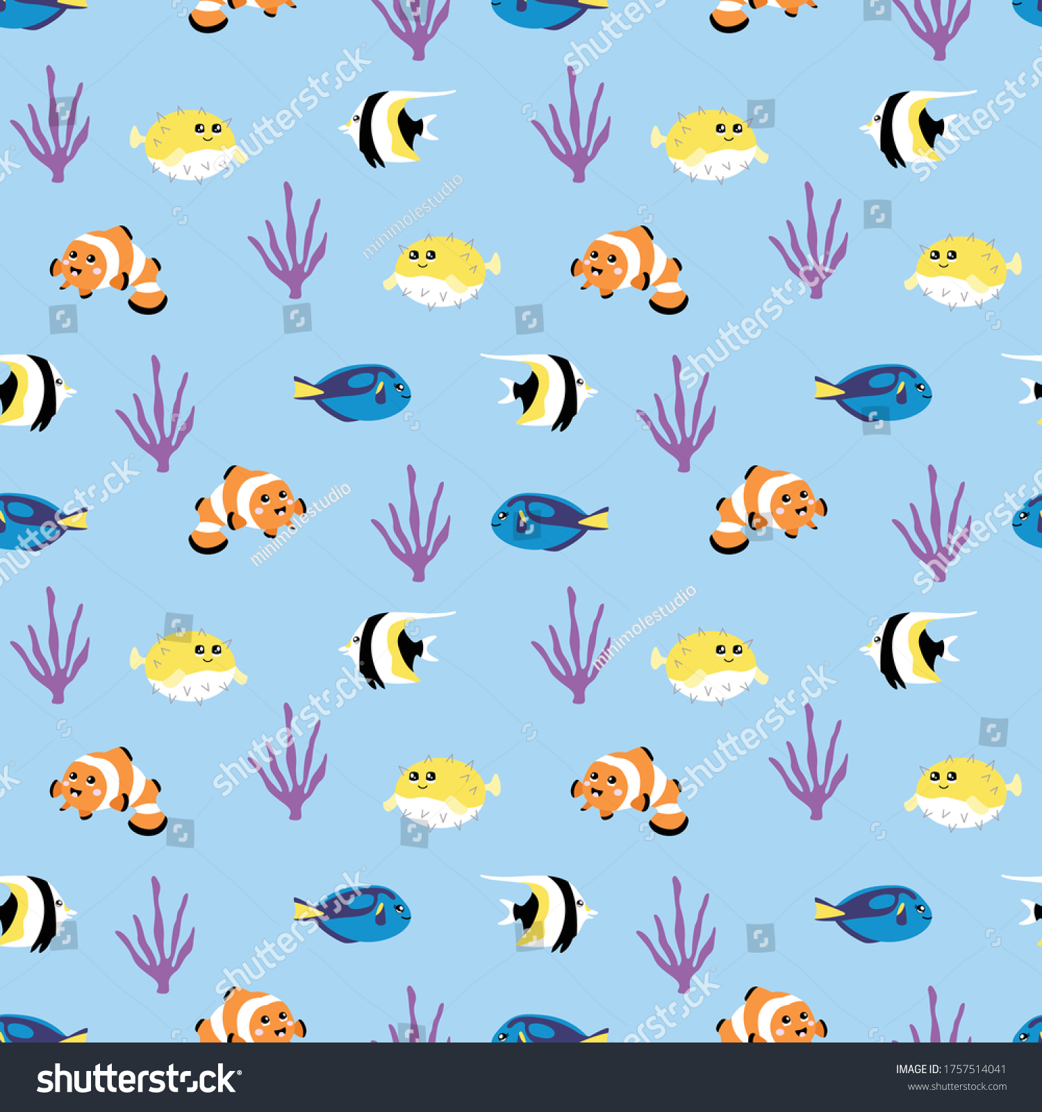 SVG of Vector seamless pattern of tropical fish. svg