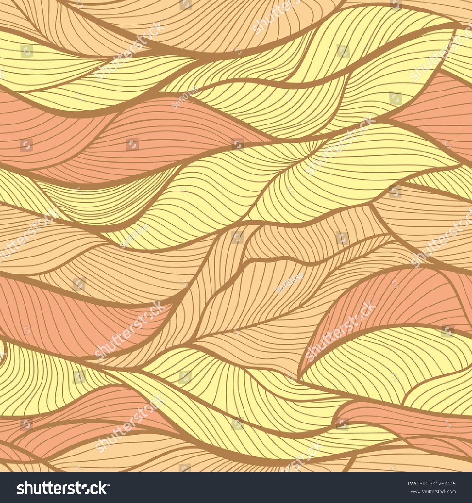 Vector Seamless Pattern Of Waves Or Hair - 341263445 ...