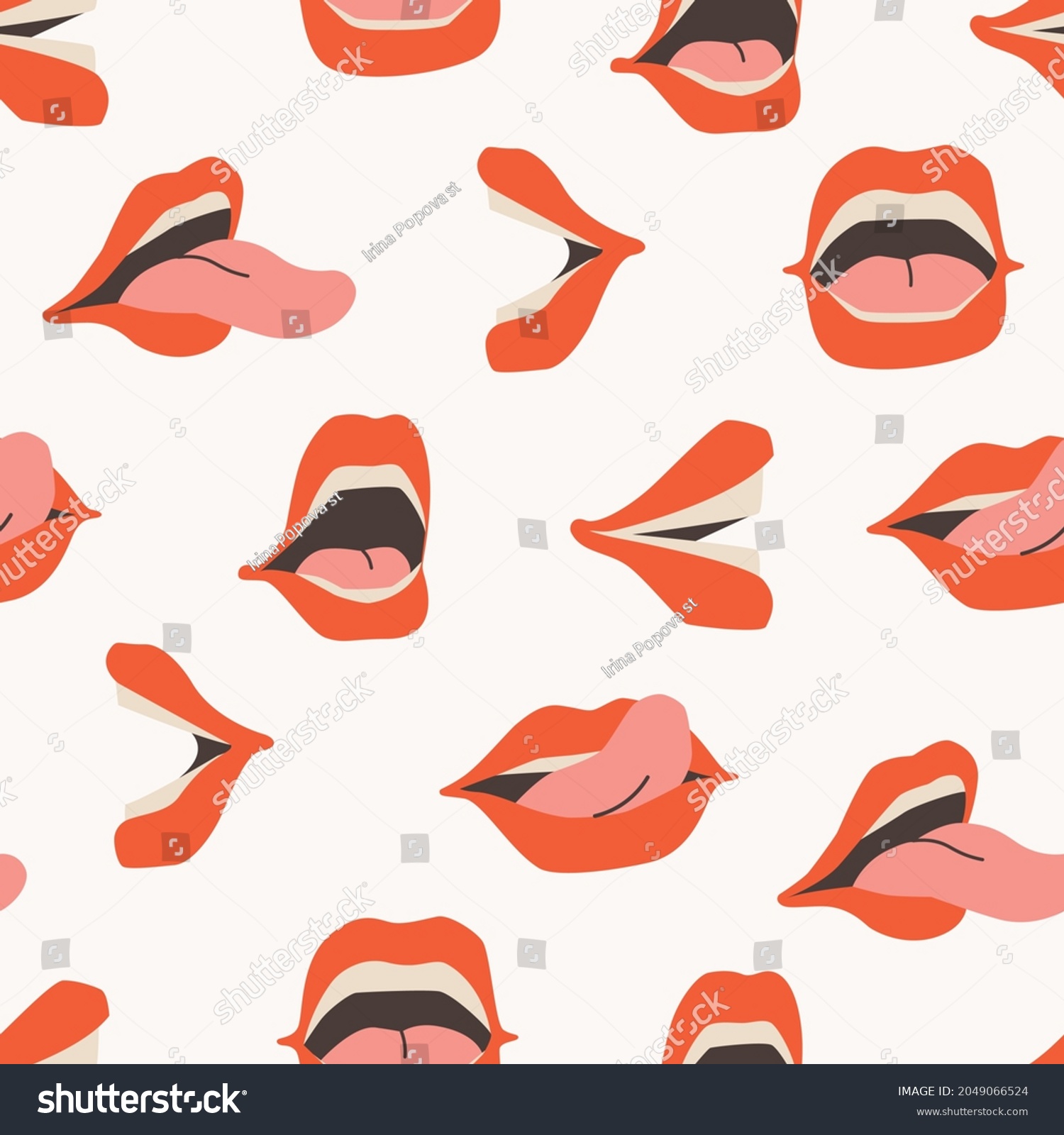 Vector Seamless Pattern Female Open Mouths Stock Vector Royalty Free