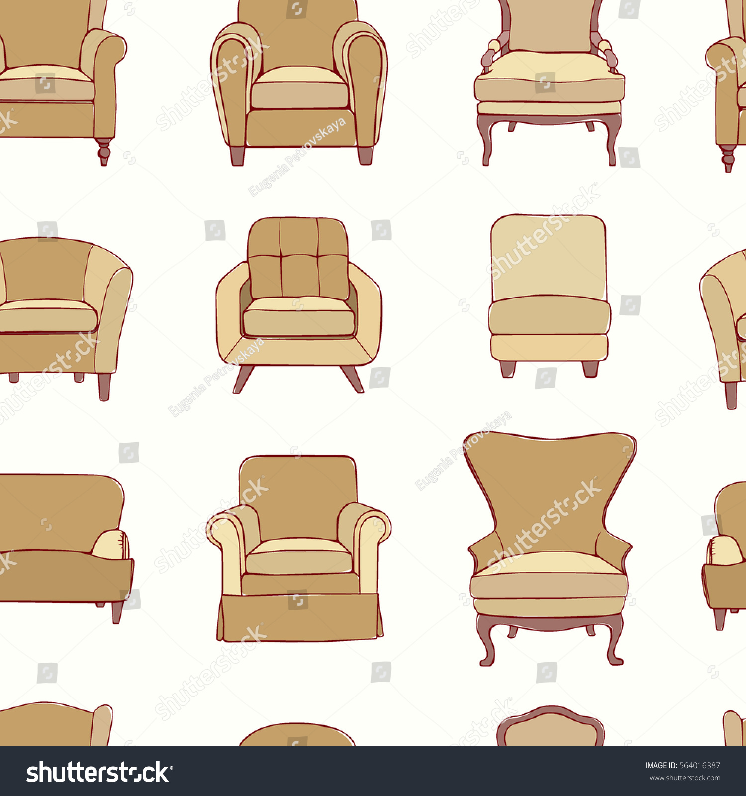 Vector Seamless Pattern Hand Drawn Accent Stock Vector (Royalty Free ...