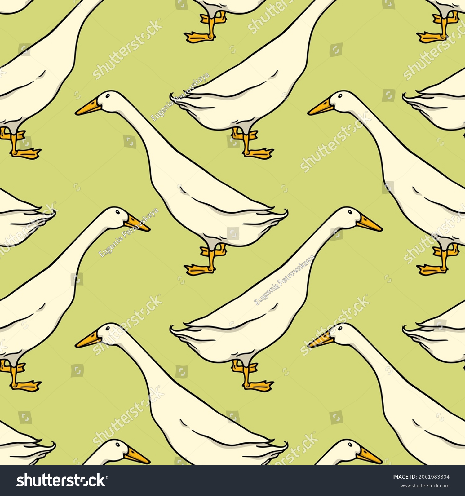 SVG of Vector seamless pattern with hand drawn cute Indian Runner ducks. Ink drawing, beautiful farm products design elements. Perfect for prints and patterns svg