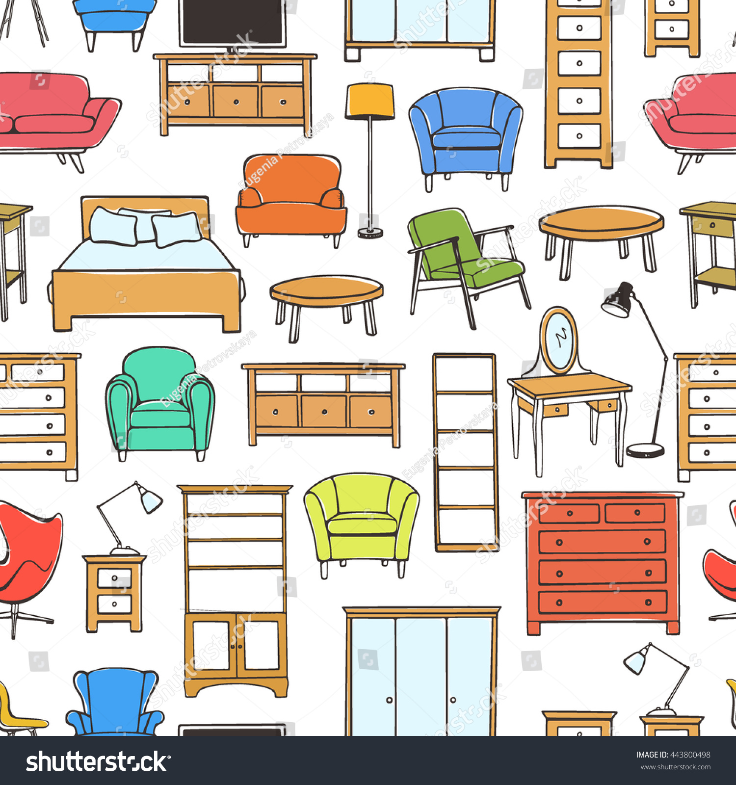 Furniture Design Elements vector seamless pattern hand drawn furniture stock vector Furniture Design Elements vector seamless pattern hand drawn furniture stock vector