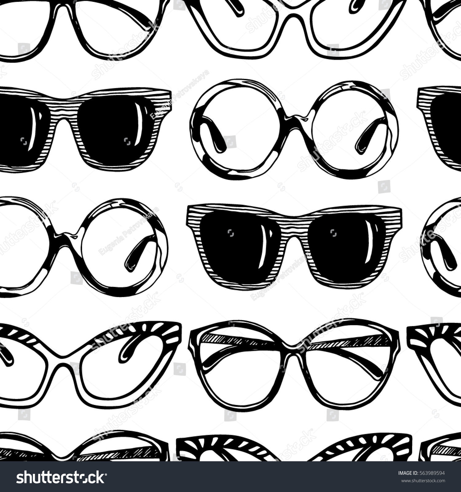 vector-seamless-pattern-hand-drawn-sunglasses-stock-vector-563989594