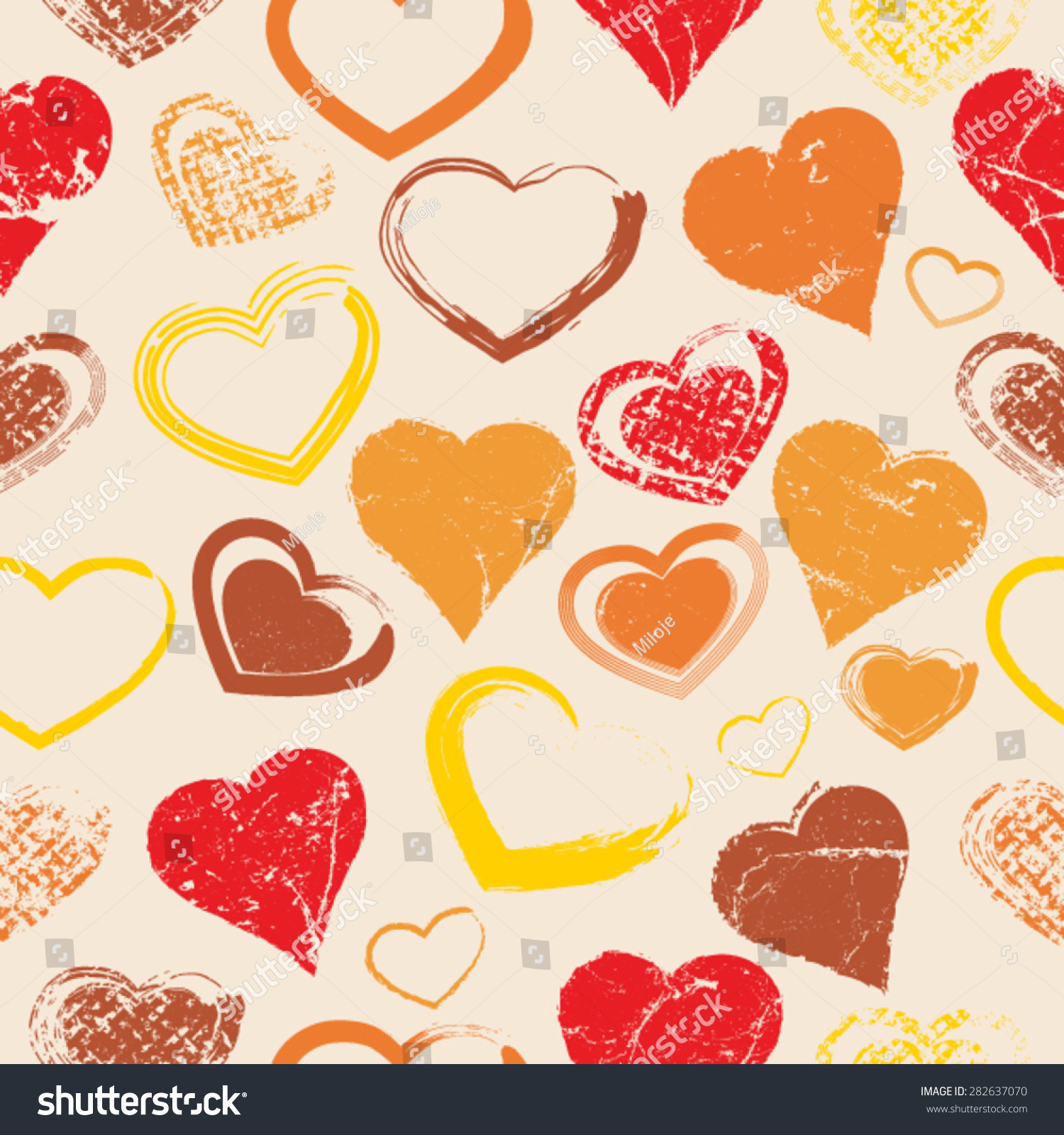 Vector Seamless Pattern Hearts Grunge Style Stock Vector 282637070 Vector Seamless Pattern Hearts Grunge Style Stock Vector 282637070