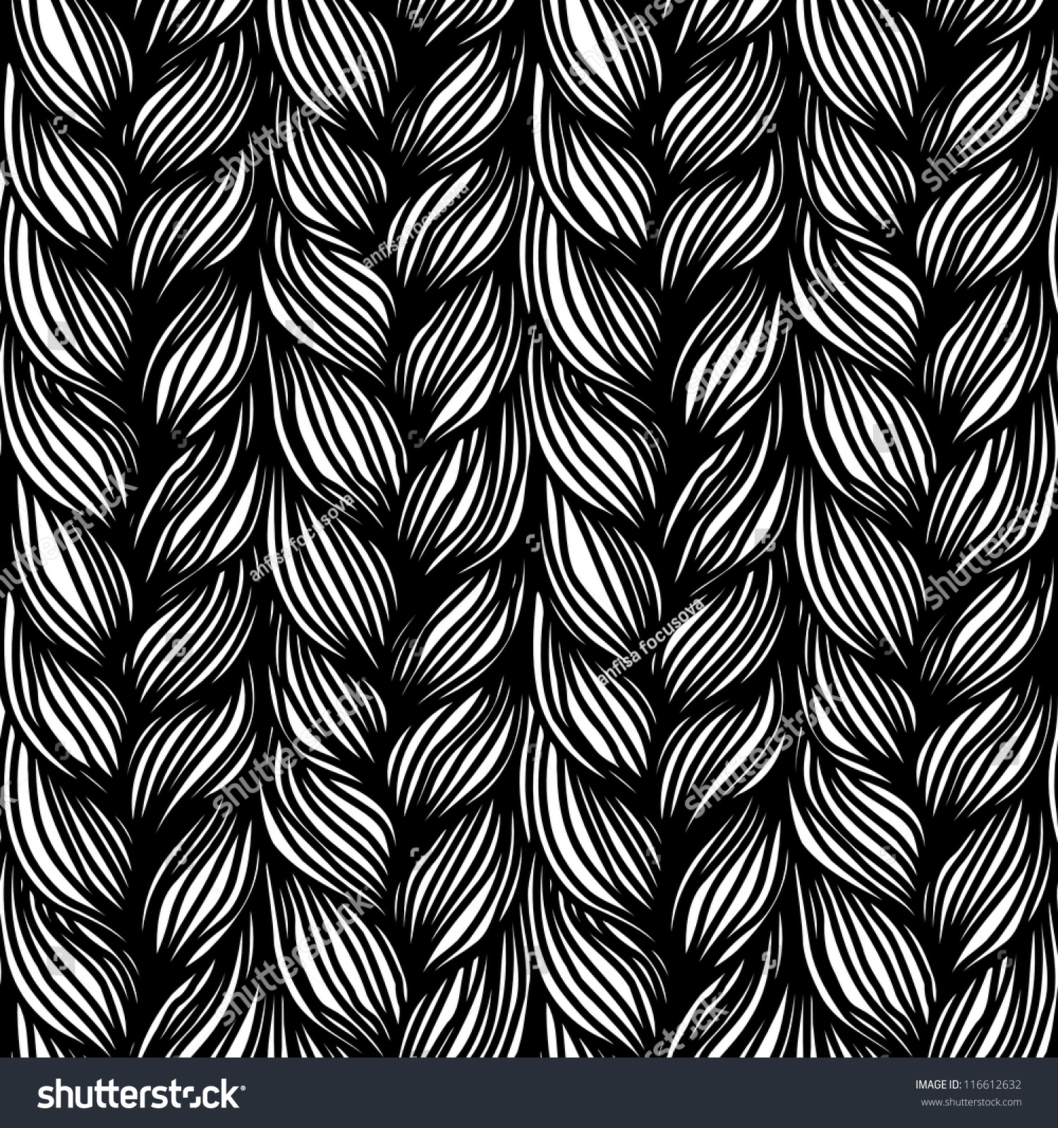 Vector Seamless Pattern Interweaving Braids Black Stock 