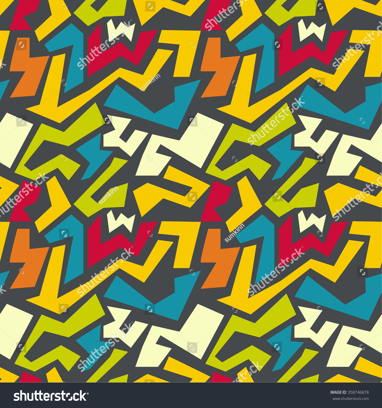 Vector Seamless Pattern Multicolored Geometric Shapes Stock Vector ...