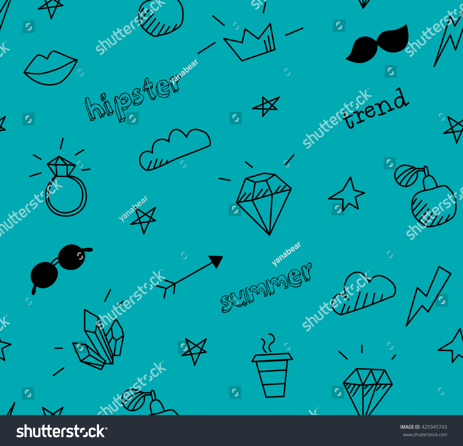 Vector Seamless Pattern Old School Tattoo Stock Vector Royalty Free