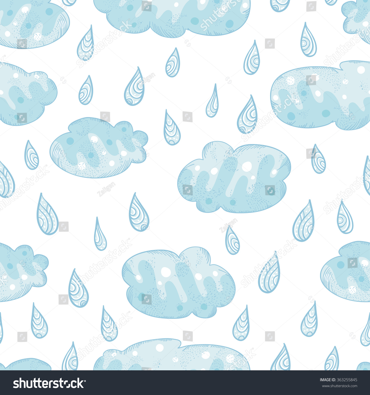 Vector Seamless Pattern Rain Clouds On Stock Vector (Royalty Free ...