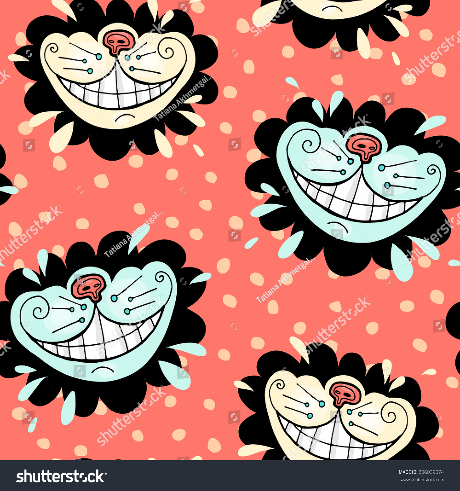 SVG of Vector seamless pattern with the smile of  a cheshire cat for tale Alice in Wonderland svg