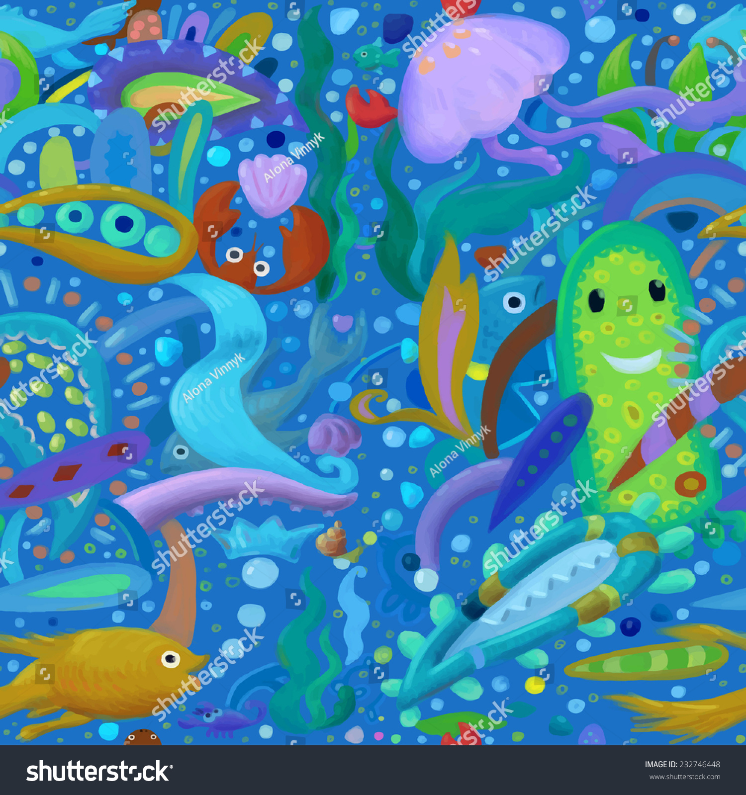 Vector Seamless Underwater Pattern Stock Vector (Royalty Free ...