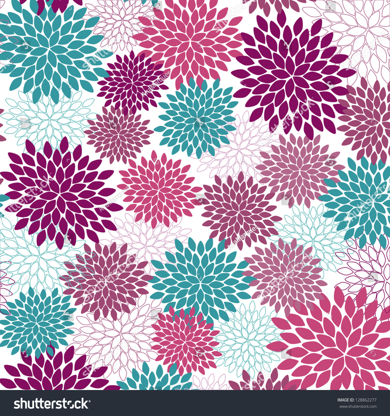 Vector Seamless Wallpaper And Background Of Fancy Flowers - 128862277 ...