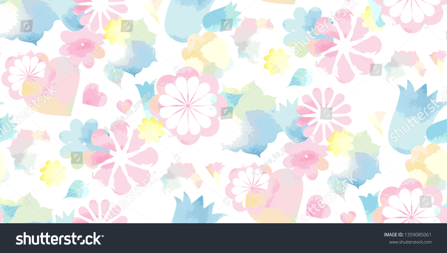 Vector Seamless Watercolor Abstract Floral Pattern Stock Vector Royalty Free 1359085061