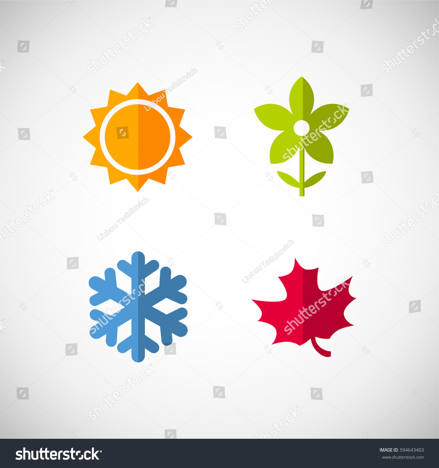 Vector Season Icons Four Seasons Icon Stock Vector 594643403 - Shutterstock